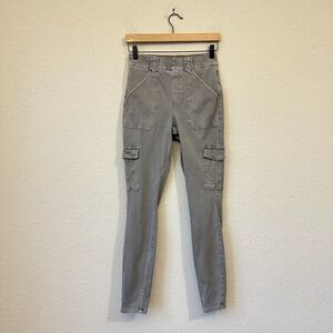 SPANX Twill Cargo Skinny Pants Pull On Tapered Stretch in Grey
